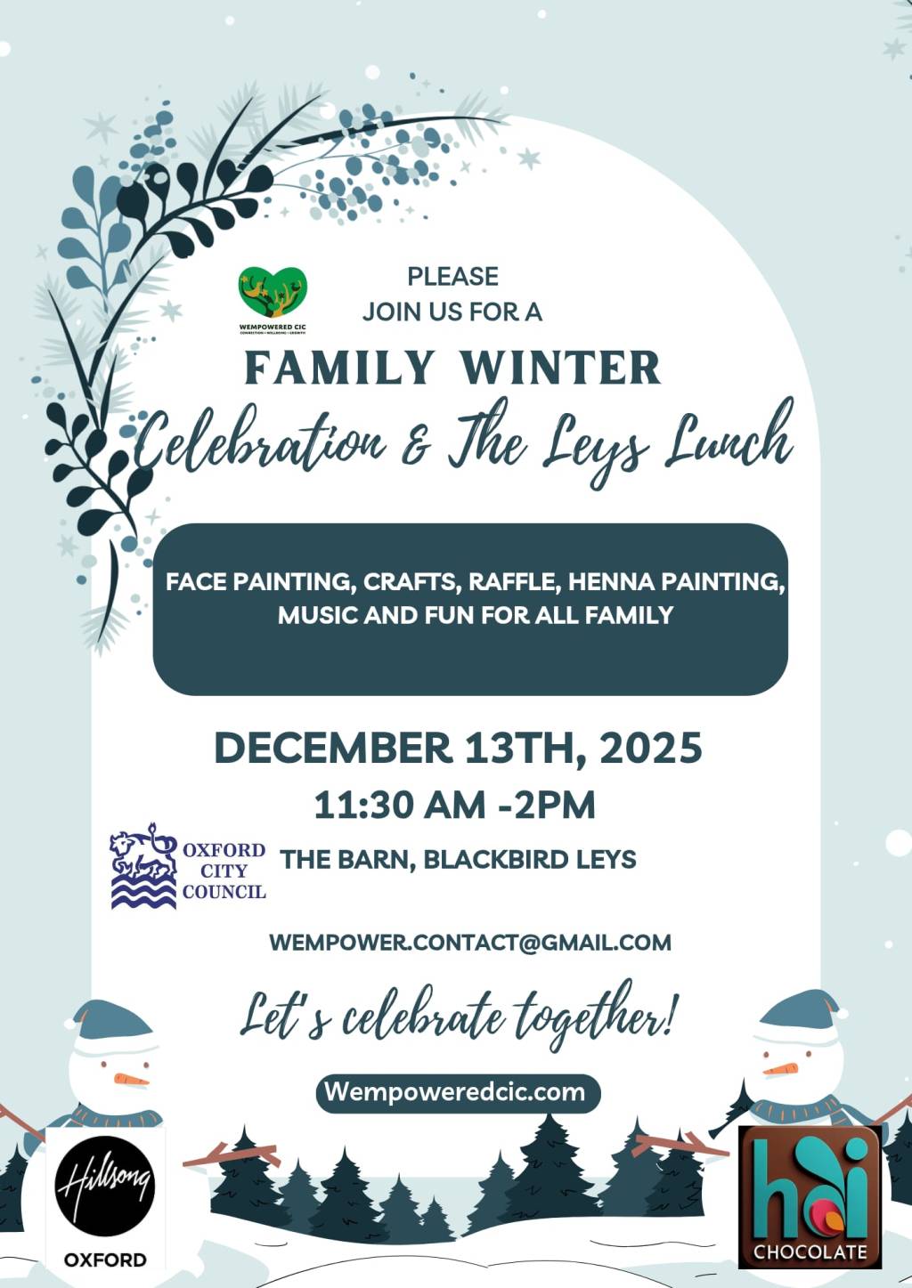 Family winter celebration & The Leys lunch